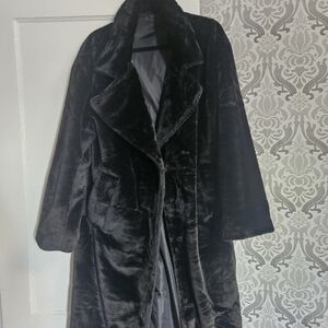 Elegant Black Faux Fur Coat